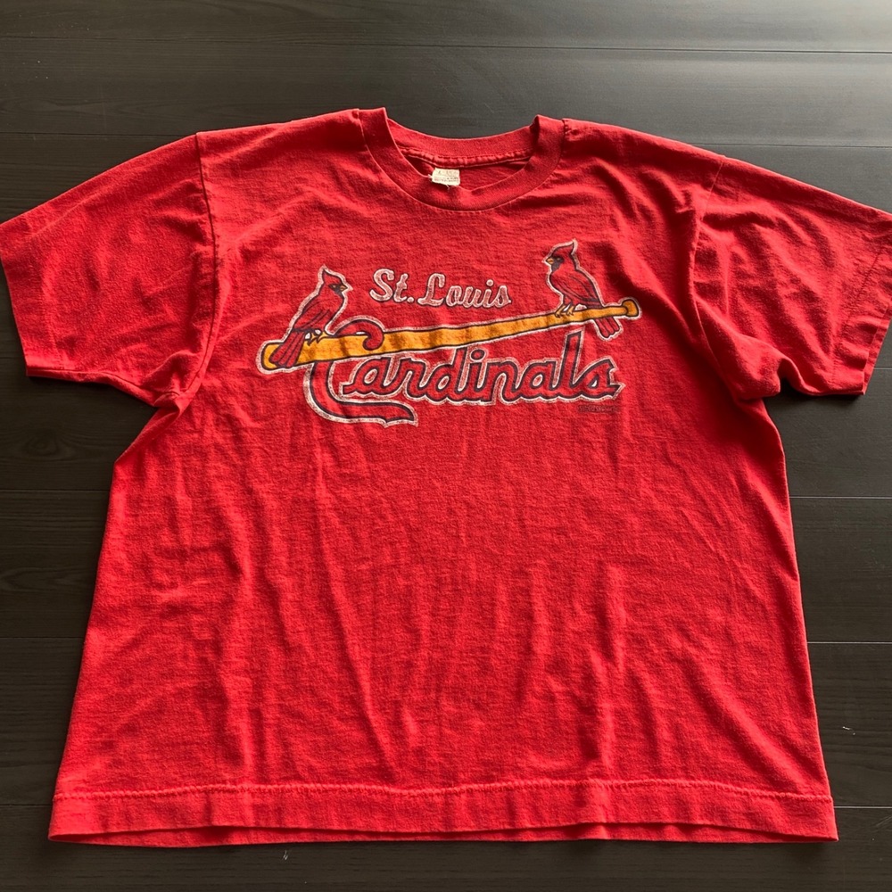 Vintage 80s St Louis Cardinals Large Thin Screen Stars Single Stitch Shirt Red